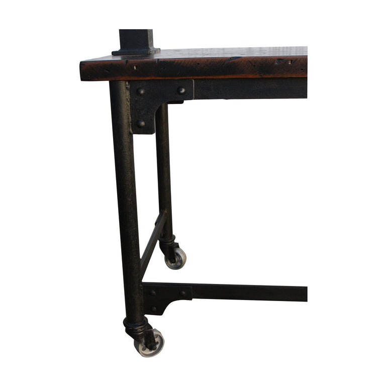 Industrial Dining Table with Heavy Steel Castors – Mortise & Tenon