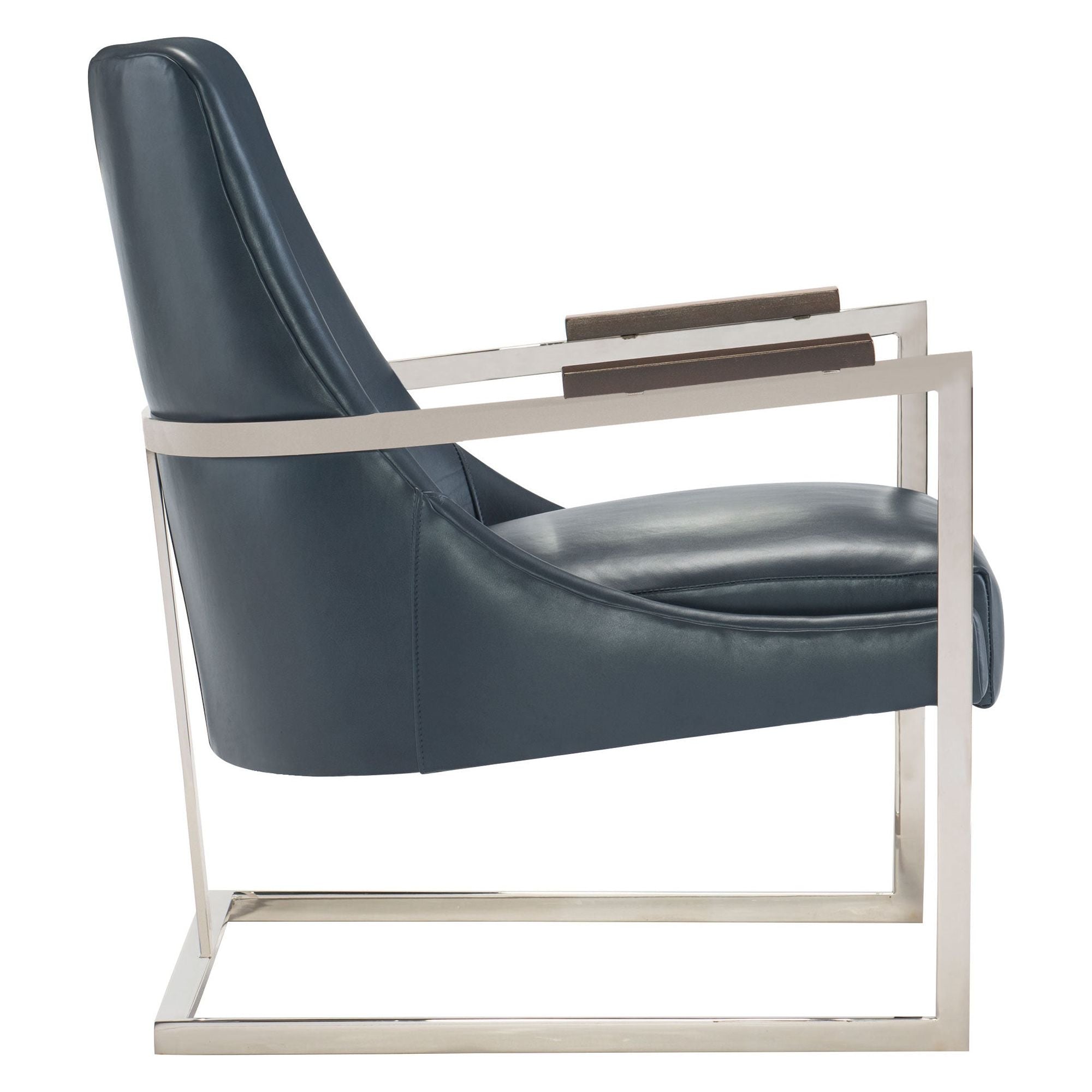 custom leather stainless steel and walnut mid century conference chair