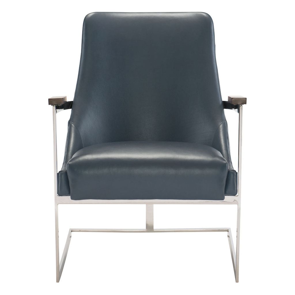 modern curved stainless steel leather accent chair